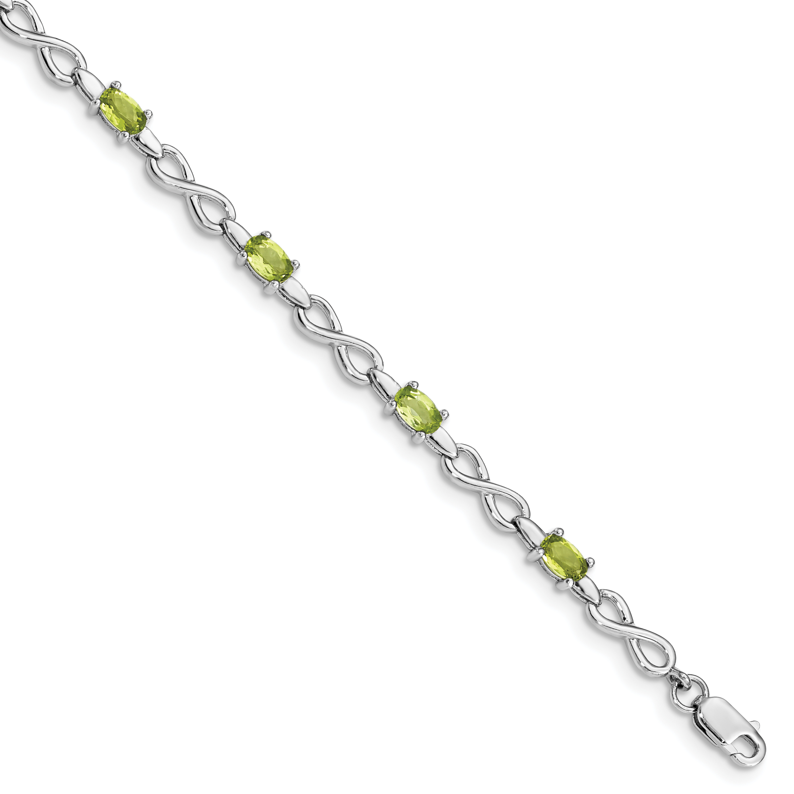 Sterling Silver Rhodium-plated Peridot Bracelet (QX853PE)
