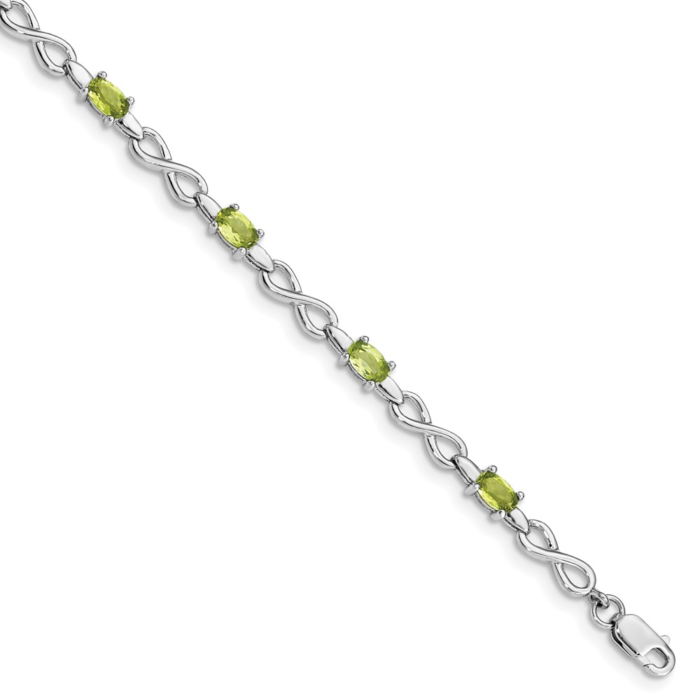 Sterling Silver Rhodium-plated Peridot Bracelet (QX853PE)