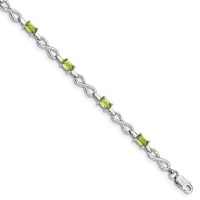 Sterling Silver Rhodium-plated Peridot Bracelet view 1