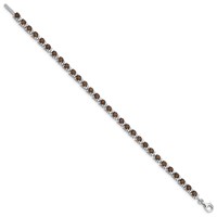 Sterling Silver Rhodium-plated Smoky Quartz and Diamond Bracelet view 2
