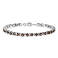 Sterling Silver Rhodium-plated Smoky Quartz and Diamond Bracelet view 4
