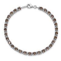 Sterling Silver Rhodium-plated Smoky Quartz and Diamond Bracelet view 5