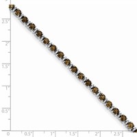 Sterling Silver Rhodium-plated Smoky Quartz and Diamond Bracelet view 3