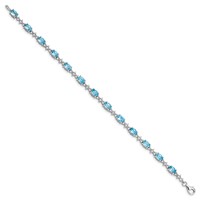 Sterling Silver Rhodium-plated Blue & White Topaz Bracelet view 2