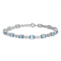 Sterling Silver Rhodium-plated Blue & White Topaz Bracelet view 4