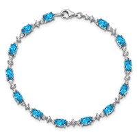 Sterling Silver Rhodium-plated Blue & White Topaz Bracelet view 5