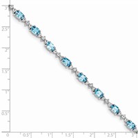 Sterling Silver Rhodium-plated Blue & White Topaz Bracelet view 3
