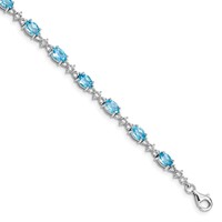 Sterling Silver Rhodium-plated Blue & White Topaz Bracelet view 1
