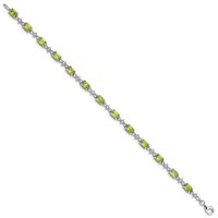 Sterling Silver Rhodium-plated Peridot White Topaz Bracelet view 2