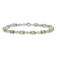 Sterling Silver Rhodium-plated Peridot White Topaz Bracelet view 3