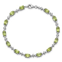 Sterling Silver Rhodium-plated Peridot White Topaz Bracelet view 5