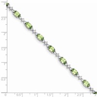 Sterling Silver Rhodium-plated Peridot White Topaz Bracelet view 4
