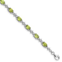 Sterling Silver Rhodium-plated Peridot White Topaz Bracelet view 1