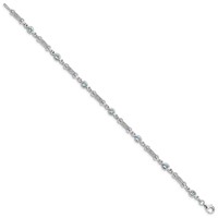 Sterling Silver Rhodium-plated Aquamarine and Diamond Bracelet view 2