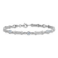 Sterling Silver Rhodium-plated Aquamarine and Diamond Bracelet view 3