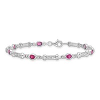 Sterling Silver Rhodium-plated Pink Tourmaline and Diamond Bracelet view 3