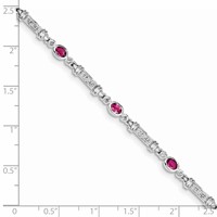 Sterling Silver Rhodium-plated Pink Tourmaline and Diamond Bracelet view 4