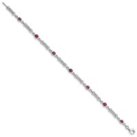 Sterling Silver Rhodium-plated Composite Ruby and Diamond Bracelet view 2