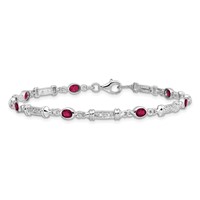 Sterling Silver Rhodium-plated Composite Ruby and Diamond Bracelet view 3