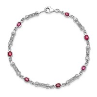 Sterling Silver Rhodium-plated Composite Ruby and Diamond Bracelet view 5