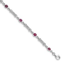 Sterling Silver Rhodium-plated Composite Ruby and Diamond Bracelet view 1
