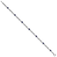 Sterling Silver Rhodium-plated Sapphire and Diamond Bracelet view 2