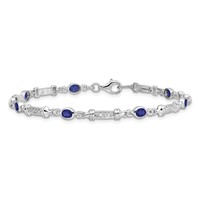 Sterling Silver Rhodium-plated Sapphire and Diamond Bracelet view 4