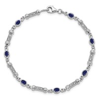 Sterling Silver Rhodium-plated Sapphire and Diamond Bracelet view 5