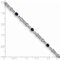 Sterling Silver Rhodium-plated Sapphire and Diamond Bracelet view 3