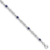 Sterling Silver Rhodium-plated Sapphire and Diamond Bracelet view 1