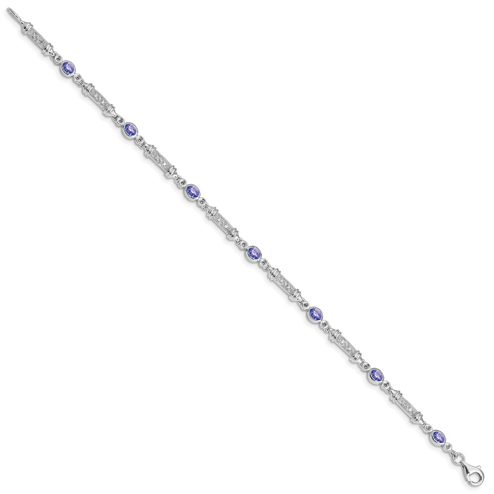 Sterling Silver Rhodium-plated Tanzanite and Diamond Bracelet (QX855TZ)