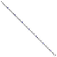 Sterling Silver Rhodium-plated Tanzanite and Diamond Bracelet view 2