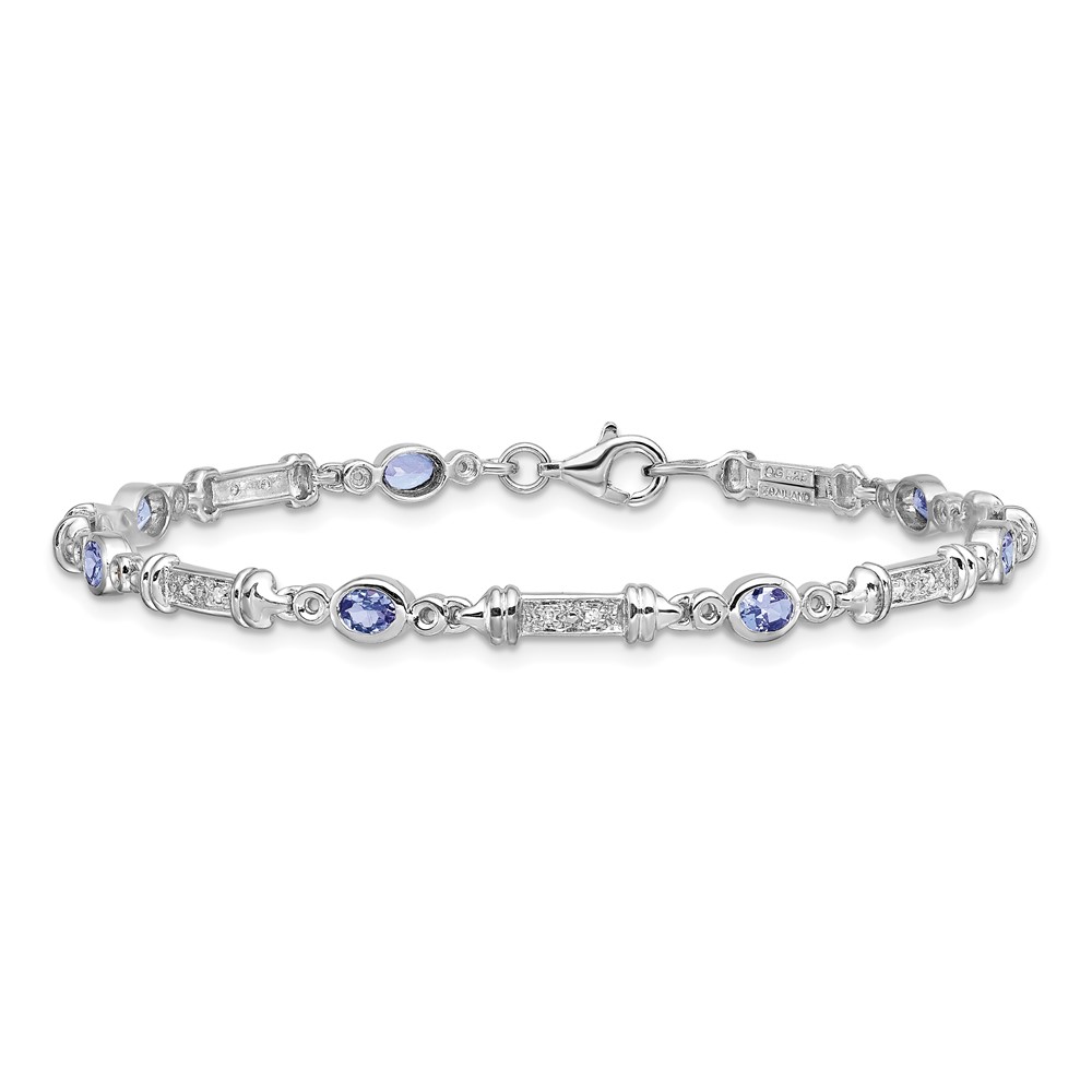 Sterling Silver Rhodium-plated Tanzanite and Diamond Bracelet (QX855TZ)