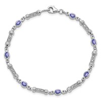 Sterling Silver Rhodium-plated Tanzanite and Diamond Bracelet view 5