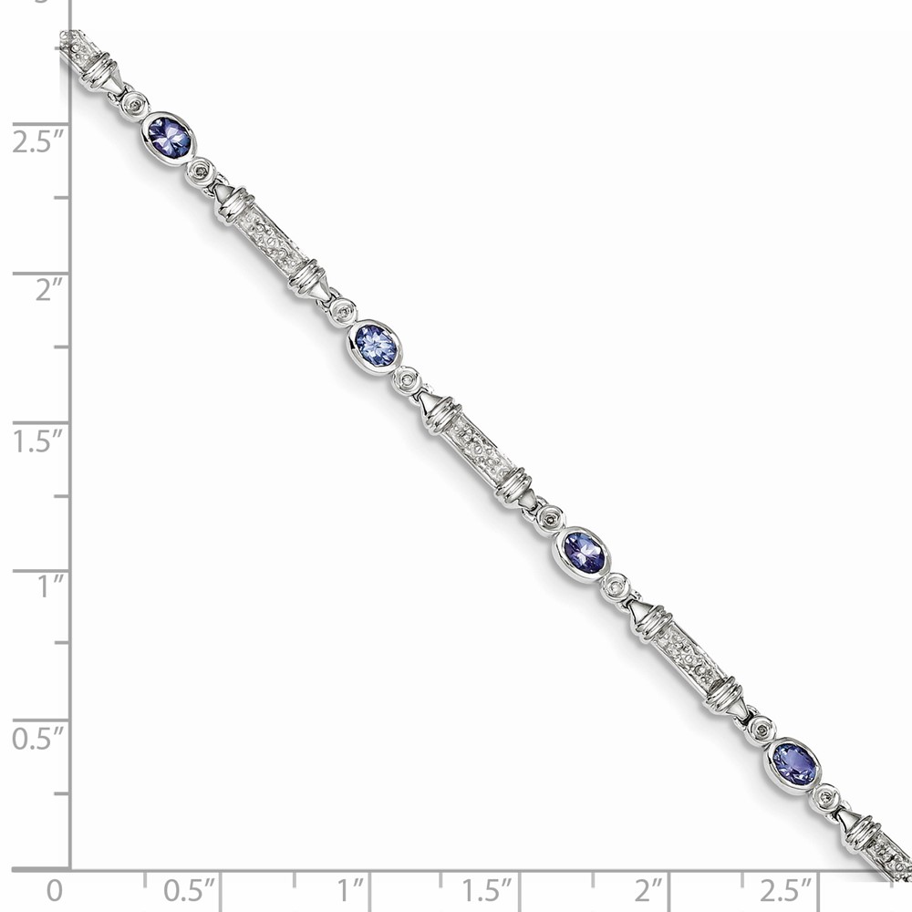 Sterling Silver Rhodium-plated Tanzanite and Diamond Bracelet (QX855TZ)