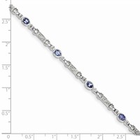 Sterling Silver Rhodium-plated Tanzanite and Diamond Bracelet view 4
