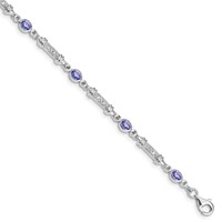 Sterling Silver Rhodium-plated Tanzanite and Diamond Bracelet view 1
