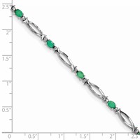 Sterling Silver Rhodium-plated Emerald and Diamond Bracelet view 3