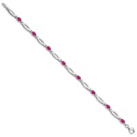 Sterling Silver Rhodium-plated Composite Ruby and Diamond Bracelet view 2