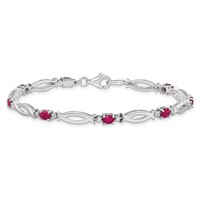 Sterling Silver Rhodium-plated Composite Ruby and Diamond Bracelet view 4