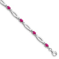 Sterling Silver Rhodium-plated Composite Ruby and Diamond Bracelet view 1