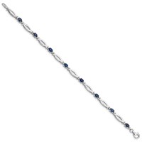 Sterling Silver Rhodium-plated Sapphire and Diamond Bracelet view 2