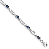 Sterling Silver Rhodium-plated Sapphire and Diamond Bracelet view 1