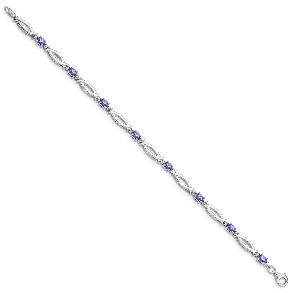 Sterling Silver Rhodium-plated Tanzanite and Diamond Bracelet (QX856TZ)