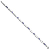 Sterling Silver Rhodium-plated Tanzanite and Diamond Bracelet view 2