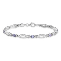 Sterling Silver Rhodium-plated Tanzanite and Diamond Bracelet view 4