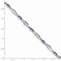 Sterling Silver Rhodium-plated Tanzanite and Diamond Bracelet view 3