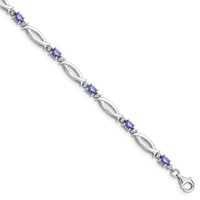 Sterling Silver Rhodium-plated Tanzanite and Diamond Bracelet view 1