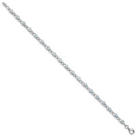 Sterling Silver Rhodium-plated Aquamarine and Diamond Bracelet view 2