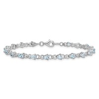 Sterling Silver Rhodium-plated Aquamarine and Diamond Bracelet view 3